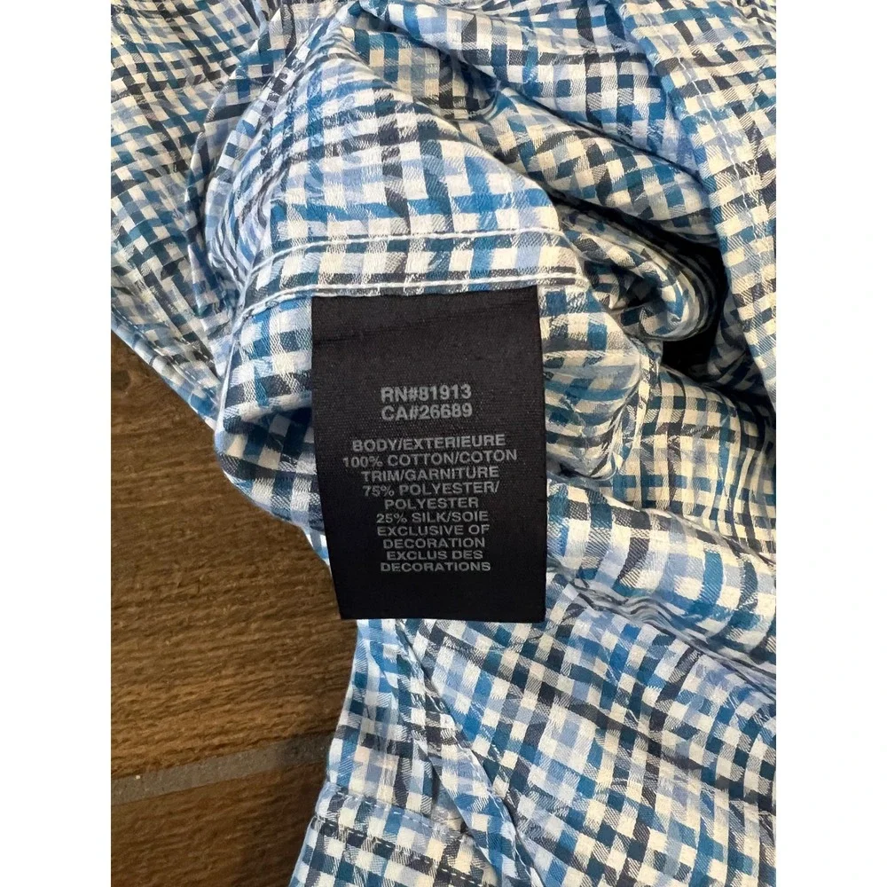 Robert Graham Mens Large Blue Plaid Paisley Jacquard Button Down Shirt L/S L - Picture 8 of 10